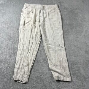Old Navy L Cream  Ankle‎ Linen Blend  Taper Flax Beach Summer Boho Lightweight